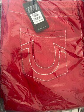 True Religion Big T Sweatpants Red Joggers Men’s Horseshoe Logo NWT